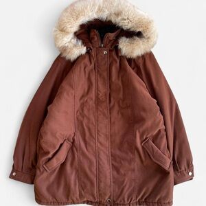 Vintage Forecaster of Boston Brown Real Fox Fur Hooded Parka Jacket M